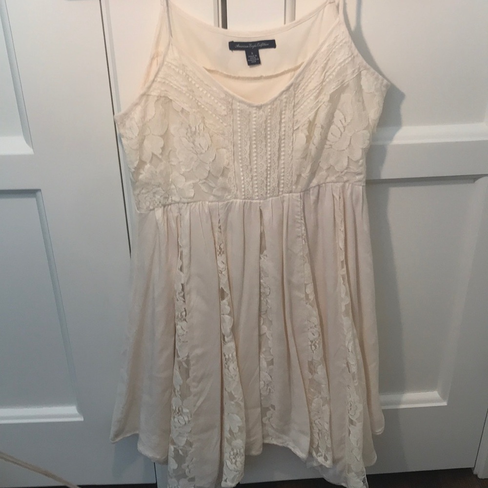 american eagle asymmetric hem white lace dress
